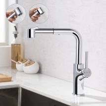 Lonheo Mitigeur Cuisine Douchette, Robinetterie Cuisine Extractible Voie d'Eau Sans Plomb, Mitigeur Evier Cuisine Rotatif à 360°, 2 Modes de