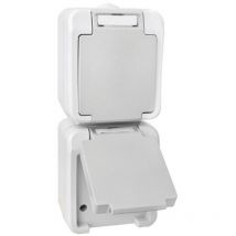 102437 Interruttore per ambienti umidi Presa doppia Pera Grigio chiaro, Grigio scuro 1 pz. - Peranova