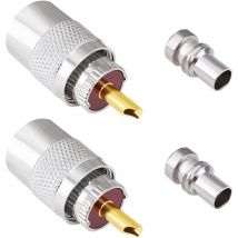 Laoa - PL259 Lot de 2 connecteurs coaxiaux uhf males à souder avec réducteurs 50 Ohm pour RG58, RG59, RG8, RG8x, RG213, RG142, LMR195, LMR400, cable