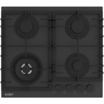 Placa de gas de 4 fuegos de cristal templado satinado negro mate 60 cm - Zacinto