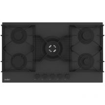 Placa de gas de 5 fuegos de cristal templado satinado negro mate 90 cm - Zacinto