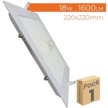 Placa Downlight LED Cuadrada 18W 1600LM Corte 205mm con Sensor IR Blanco Frío 6500K - Pack 1 Ud.