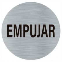 Ferpasa - placa empujar aluminio adhesivo redondo 75mm , Placa letrero aluminio redondo ( Empujar )Tamaño:75mmColor aluminioAdhesiva.