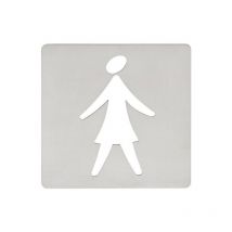 Placa Sealizacion Baño 120X120Mm Mujer Adh. Acero Inox Aisi