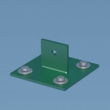 Ferro Bulloni - Placa soporte pata de acero galvanizado plastificado para atornillar verde, H.4.3 cm x secti Centrale Brico