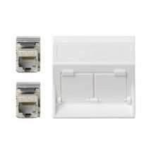 Simon - Placa voz y datos inclinada cg con 2 cat6f blanco 50003086-030