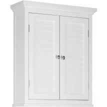 Teamson Home - Armoire Murale en Bois de Salle de Bain, Armoire Rangement de Salle de Bain avec 2 Portes, 50.8 x 17.8 x 61cm, Blanc - ELG-583