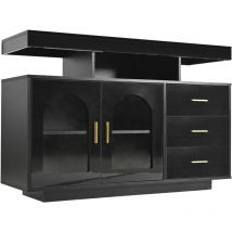 Placard Multifonctionnel Rangement Moderne Eclairage Particle Board Noir 120 X 40 X 80 Cm