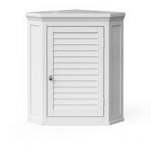 Teamson Home - Armoire Murale en Bois Coin de Salle de Bain, Coin Armoire Rangement de Salle de Bain avec 1 Porte, 57.2 x 38.1 x 61cm, Blanc - ELG-587