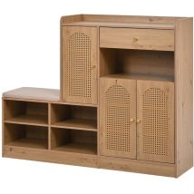 Placard Pour Chaussures Avec Etagères Et Tiroir Particle Board Natural 142.00 X 35.00 X 110.00