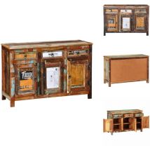 Placard vintage avec 3 tiroirs 3 portes Bois massif récupéré - Armoire Vintage - Armoires Vintage - Armoire Vintage En Bois - Armoires Vintage En Bois