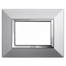 Placca Ave Zama Sistema 44 metallo 3 moduli alluminio naturale 44P93ALS