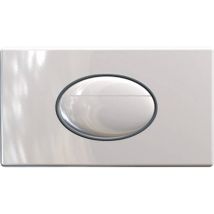Placca di comando Ellipse bianca – Materiale: ABS – Bagno – Design moderno con pulsanti cromati