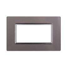 Placca In Vetro Silver Compatibile Con Bticino Living Light 4 Posti