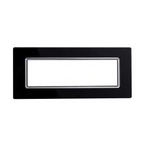 Placca In Vetro Nero Compatibile Con Bticino Living Light 7 Posti