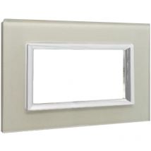 Placca Interruttore Luci Vetro 4 Posti Placchetta Copripresa Bianco C4804 vsw