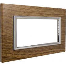 Placca placchetta legno scuro compatibile matix 4 posti copripresa c4804 ltk