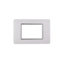 Plaque compatibles Vimar Plana 3 modules verre couleur blanc Ettroit EV84301