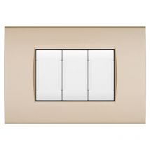 Mapam - Placche compatibili con Bticino living light placca 3 4 7 moduli vari colori per supporti LN4703 e N4703 ST05 - 4 Posti - Oro Satinato