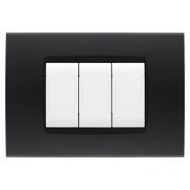 Mapam - Placche compatibili con Bticino living light placca 3 4 7 moduli vari colori per supporti LN4703 e N4703 ST02 - 7 Posti - Nero