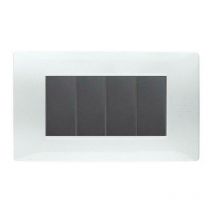 Flexa placca tecnopolimero 4 moduli bianco ghiaccio 11804.bg - Simon Urmet