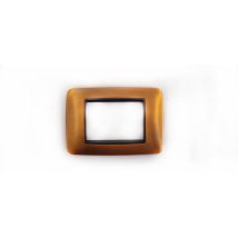 Placca Interruttore Luci Bronzo Oro Compatibile Living 3 Moduli Coprispina C6603