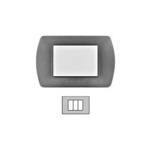 Placca Living International 3 Posti - Nero Antracite in Metallo - Compatibile
