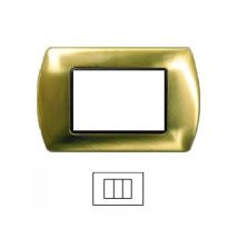 Placca 3 Posti Oro Satinato living International Compatibile in Acciaio