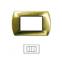 Placca 4 Posti Oro Satinato living International Compatibile in Acciaio