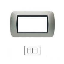 Placca 4 Posti grigio scuro living International Compatibile in Acciaio