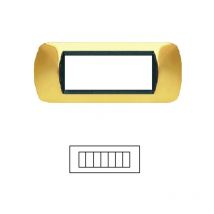 Placca 7 Posti oro lucido living International Compatibile in Acciaio