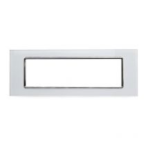Placchetta per interruttore in vetro a 7 posti bianca cassetta 507 compatibile con bticino living light supporto cover