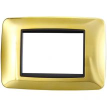 Placca Interruttore 3 Moduli Compatibile Living Copri Presa Oro Lucido C6603