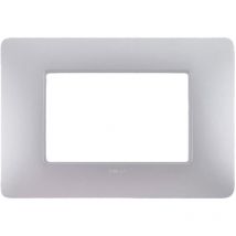 Placchetta Placca Silver 3 Posti Copripresa Interruttore Luci C8803 slv