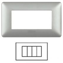 Placca Interruttore 4 Moduli Copri Placchetta Silver Copripresa Luci C8804 slv