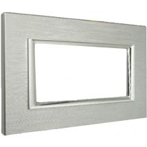 Placca Interruttore 4 Posti Compatibile Matix Copripresa Silver Zigrato C4804SLV