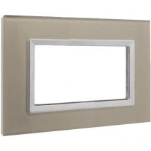 Placca Interruttore Luci Vetro Avorio Compatibile Matix 4 Moduli c4804 vda