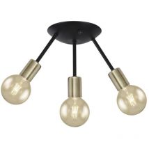 Plafón 3 luces modelo Tripoli acabado negro-cuero 33 cm(alto)20 cm(ancho)20 cm(largo)