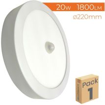 Led Atomant Sl - Plafonnier led Surface Rond 20W 1800LM 220mm avec capteur ir Blanc Froid 6500K - Lot de 1 u.