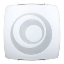 Energy - Plafón 1xE27 Ganchos Alambre Acero Placa Cristal Blanco e Galatea