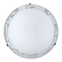 Plafón 2xE27 Ganchos Cromado Cristal Blanco Decorado Blanco e Energy Amalia