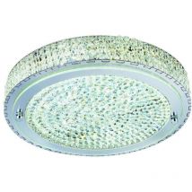 Searchlight LED Round Flush Taklampa Krom med Kristallglas Center