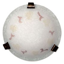 E-energy - Plafón con 2 portalámparas E27, ganchos en color marrón y cristal agrietado en color ámbar.