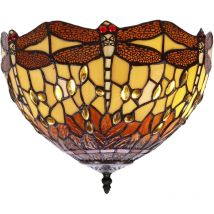 Plafón de techo pegado al techo con pantalla Tiffany Serie Belle Amber 232500