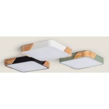 Iluzzia - Plafón led 18W Cuadrado Madera 325x325 mm cct Seleccionable Semi-Dari Blanco