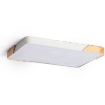 Iluzzia - Plafón led 30W Rectangular Madera y Metal 625x425 mm cct Seleccionable Semi-Dari Blanco