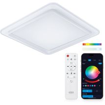 Ksix - Plafón SmartLED Celeste, Diseño cuadrado, Altavoz, rgbic + cct, 48,5 x 48,5 x 9 cm, 4450 lm, 35W, App Tuya, Blanco