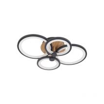 Sydney - Plafon 76w 3000-4000-6500k Negro/madera Oscura