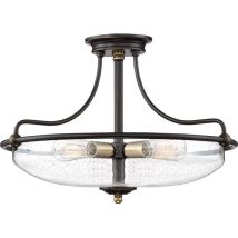 Quoizel - Elstead Griffin Plafonnier Semi-encastré Bowl Bronze Palladien Avec Accents De Laiton Patiné