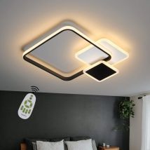 Gbly - Plafonera led Lámpara de salón con intensidad variable de 45 cm Negro con mando a distancia 39 w diseño moderno con 3 anillos en blanco para